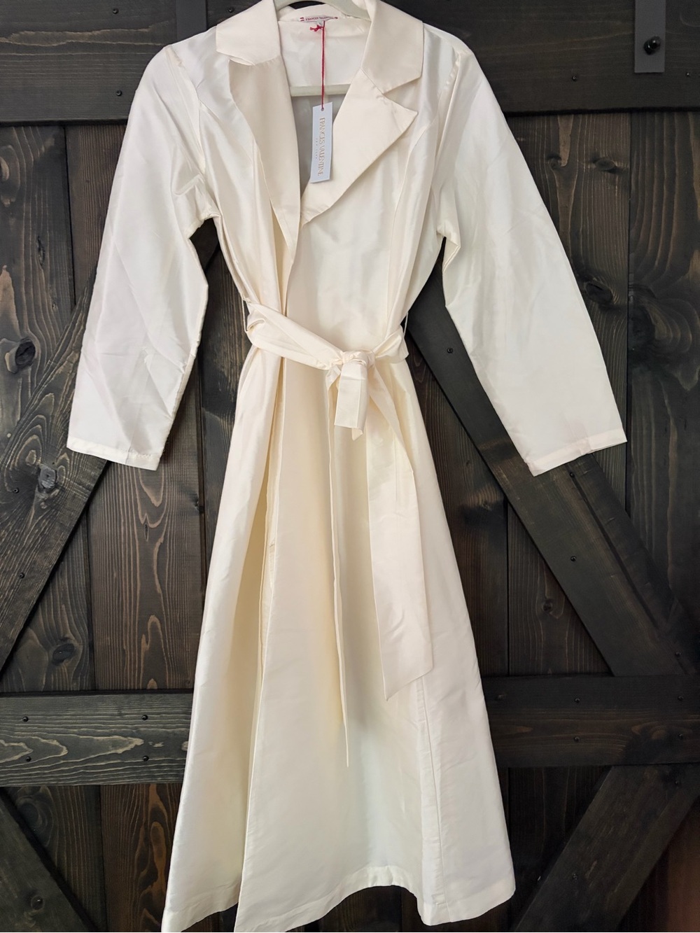 Frances Valentine Cream Tie-Belt Trench Coat
